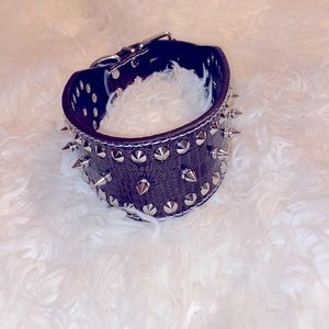 GENUINE LEATHER CROC PRINT WITH SPIKES DOG COLLAR